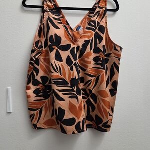 Old Navy Black and Orange Tank Top with V-Neckline